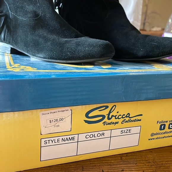 SBICCA FRINGE BOHO/WESTERN BLACK SUEDE KNEE HIGH BOOT LIKE NEW SIZE 6.5 - Picture 4 of 12